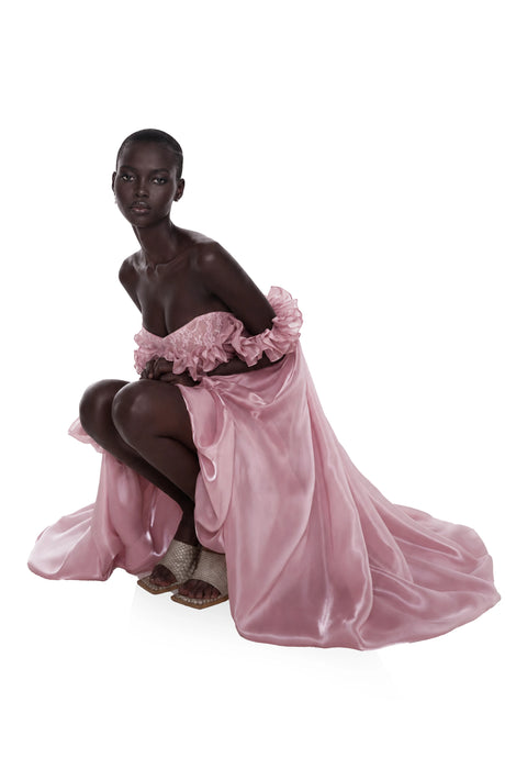 Brooklyn Pink Glossy Bubble Hem Mini Dress