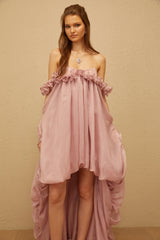 Brooklyn Pink Glossy Bubble Hem Mini Dress