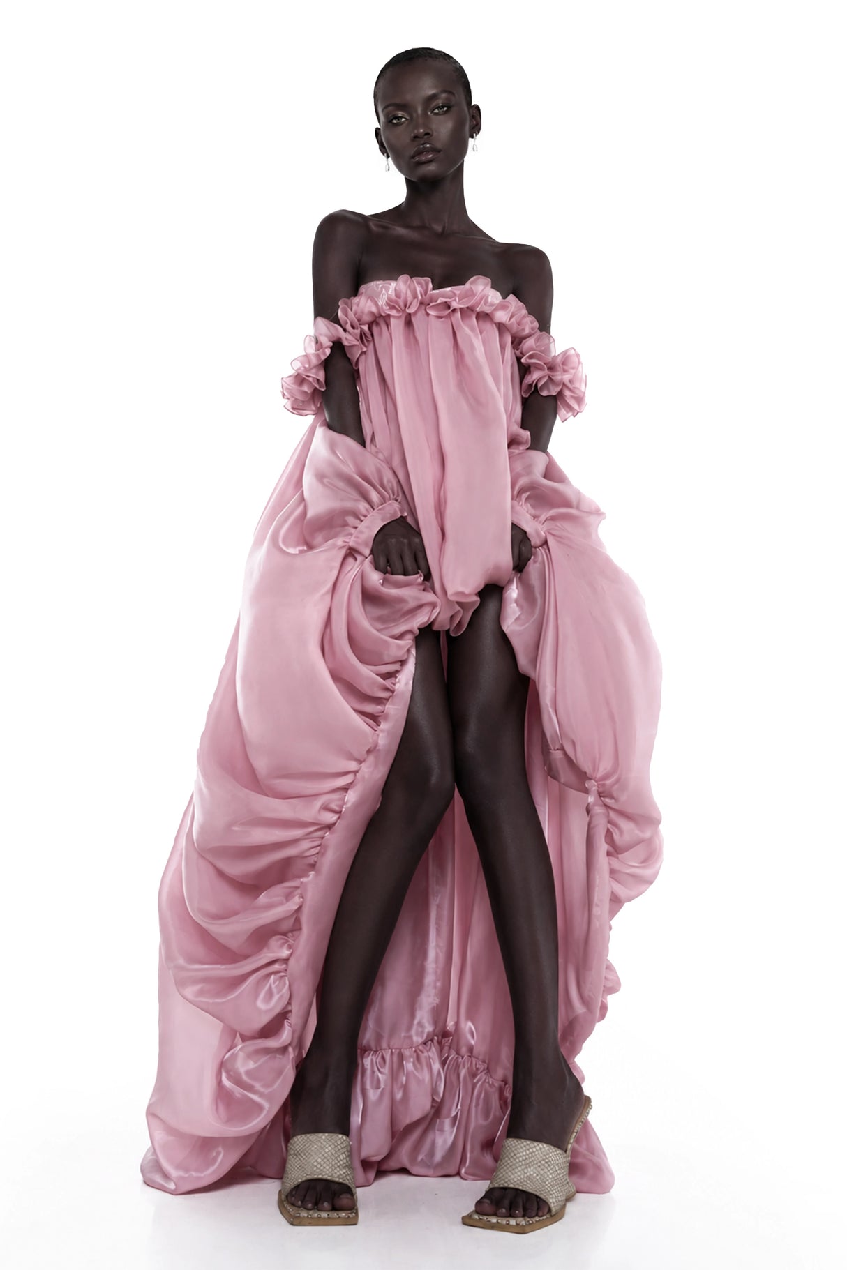 Brooklyn Pink Glossy Bubble Hem Mini Dress