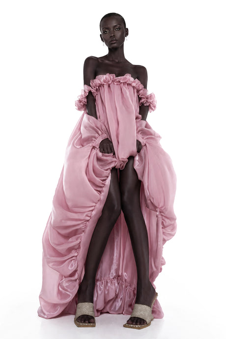 Brooklyn Pink Glossy Bubble Hem Mini Dress