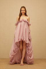 Brooklyn Pink Glossy Bubble Hem Mini Dress