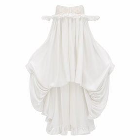 Brooklyn White Glossy Bubble Hem Mini Dress
