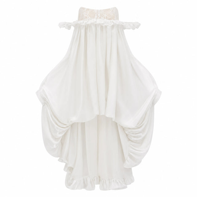 Brooklyn White Glossy Bubble Hem Mini Dress
