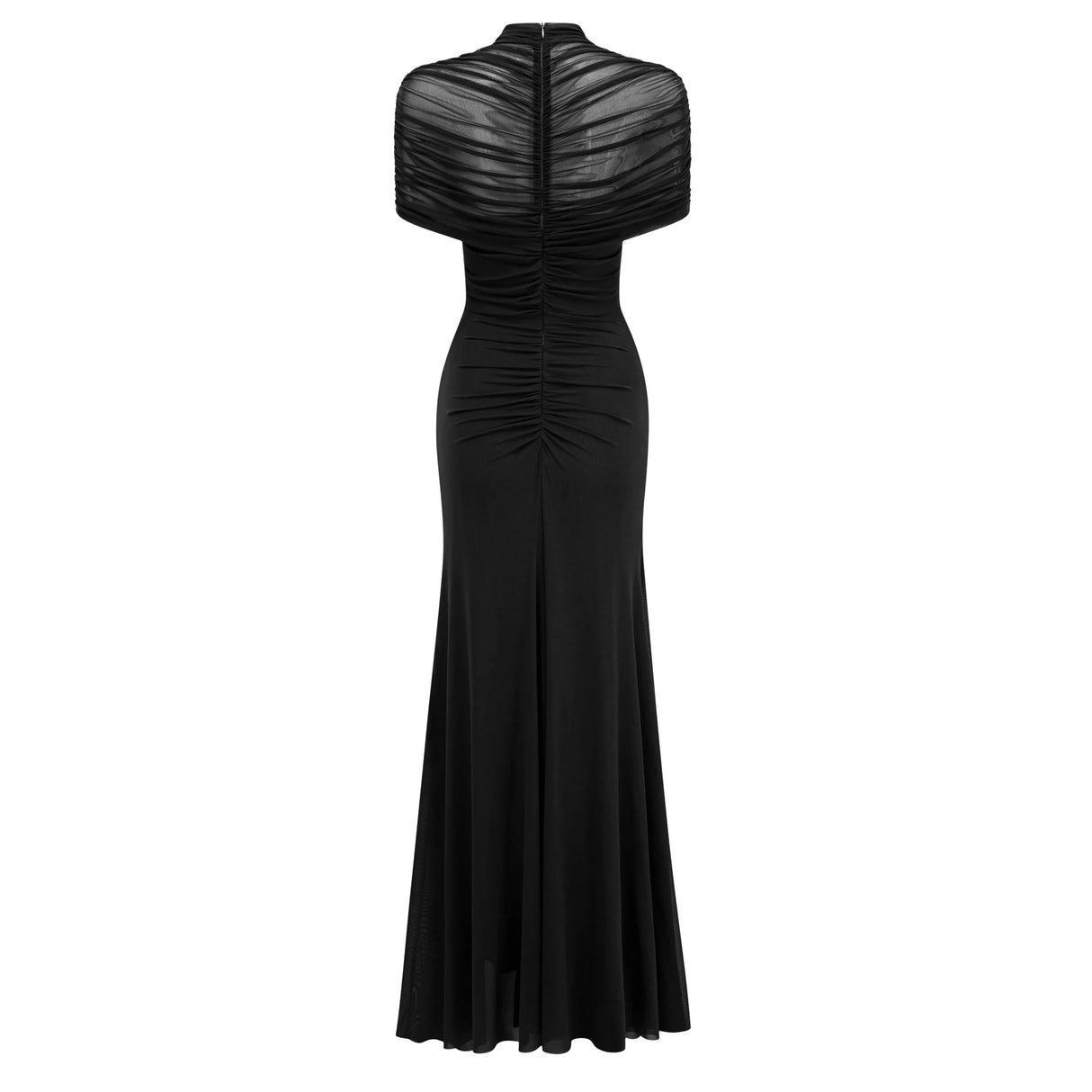 Bruna CutOut Ruched Mesh Maxi Dress