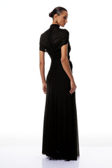 Bruna CutOut Ruched Mesh Maxi Dress