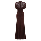 Bruna CutOut Ruched Mesh Maxi Dress