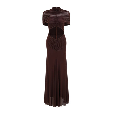 Bruna CutOut Ruched Mesh Maxi Dress