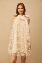 Brune Neutral 3D Butterfly Tulle Mini Dress