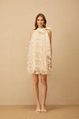 Brune Neutral 3D Butterfly Tulle Mini Dress