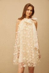 Brune Neutral 3D Butterfly Tulle Mini Dress