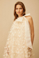 Brune Neutral 3D Butterfly Tulle Mini Dress