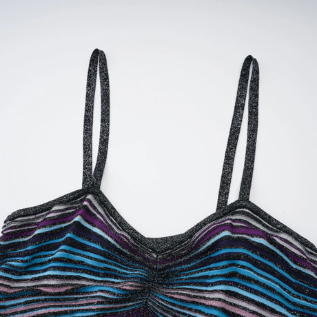 Bruyère Purple Sequin Striped Knit Maxi Dress
