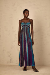 Bruyère Purple Sequin Striped Knit Maxi Dress