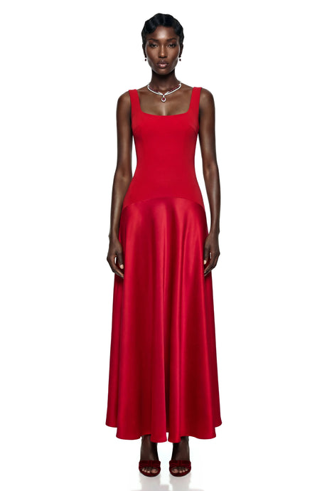 Adriana Maxi Dress Red Square Neck Sleeveless