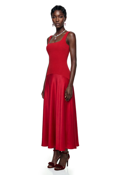 Adriana Maxi Dress Red Square Neck Sleeveless