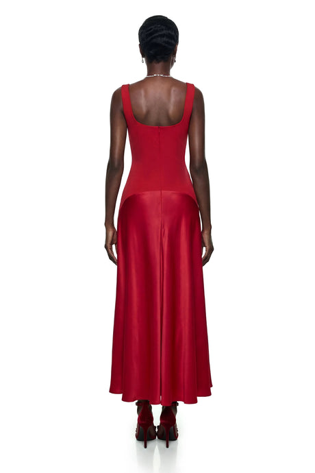 Adriana Maxi Dress Red Square Neck Sleeveless