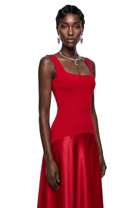 Adriana Maxi Dress Red Square Neck Sleeveless