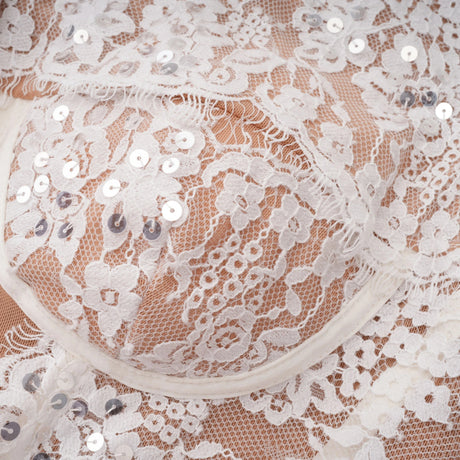 Bulelwa White SemiSheer Floral Lace Mini Dress