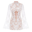 Bulelwa White SemiSheer Floral Lace Mini Dress