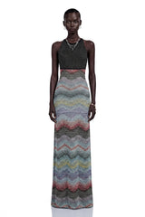 Caitlin Grey Halterneck Color Block Maxi Dress