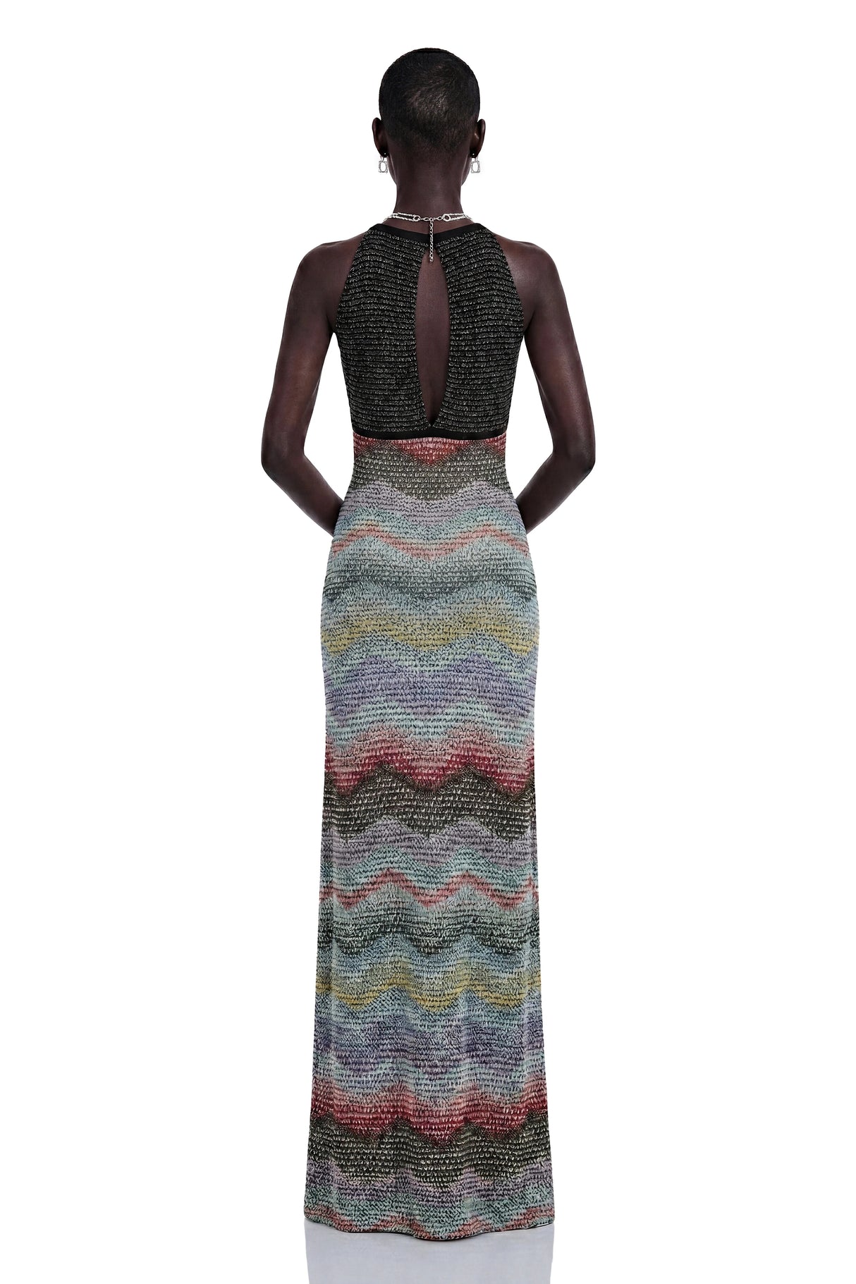 Caitlin Grey Halterneck Color Block Maxi Dress