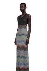 Caitlin Grey Halterneck Color Block Maxi Dress
