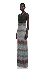 Caitlin Grey Halterneck Color Block Maxi Dress