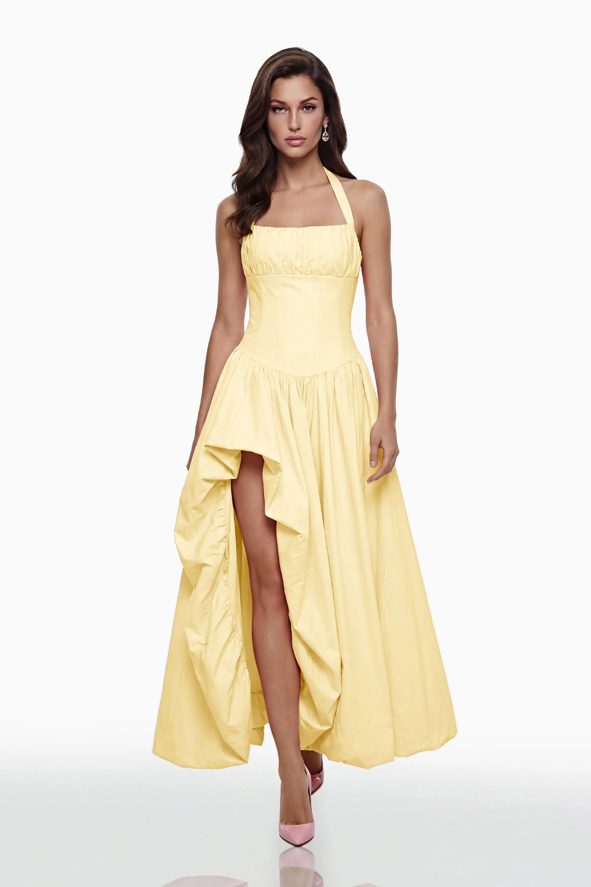 Caiya Yellow Sleeveless Maxi Dress with Slit