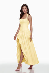 Caiya Yellow Sleeveless Maxi Dress with Slit