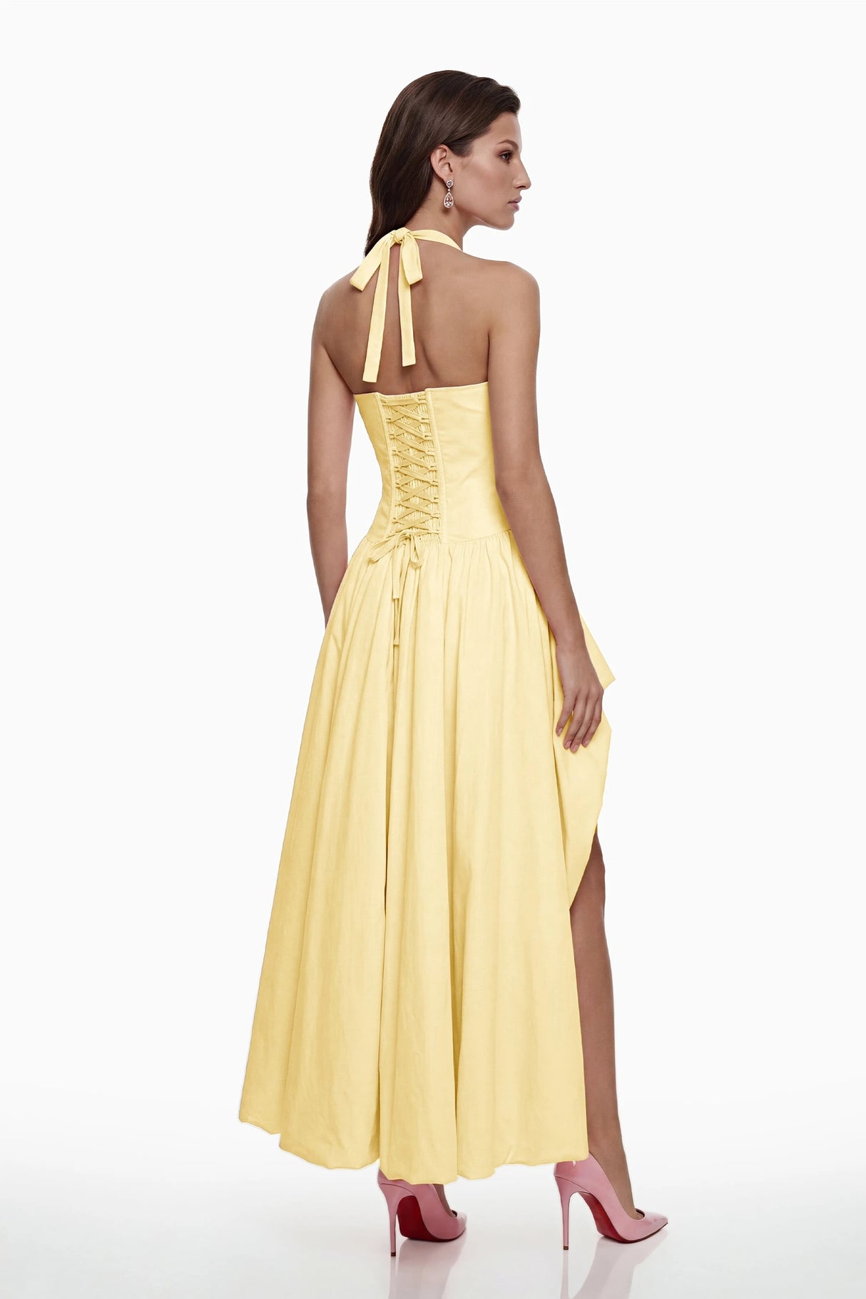 Caiya Yellow Sleeveless Maxi Dress with Slit