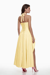 Caiya Yellow Sleeveless Maxi Dress with Slit