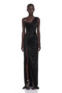 Calliope Black Asymmetrical Ruched Maxi Dress