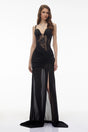 Callirhoe Black Sheer Lace Corset Maxi Dress
