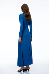 Camilla Royal Blue Long Sleeve Ruched Maxi Dress