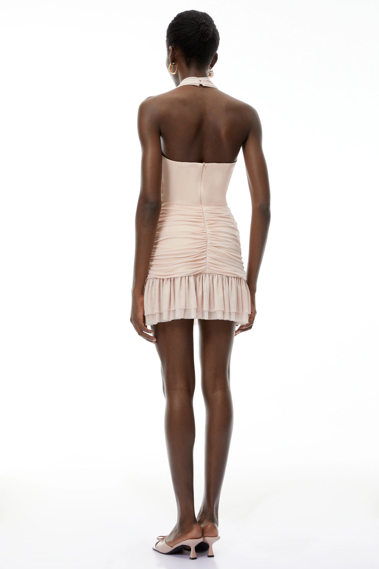 Camille Pink Halterneck Ruched Mini Dress