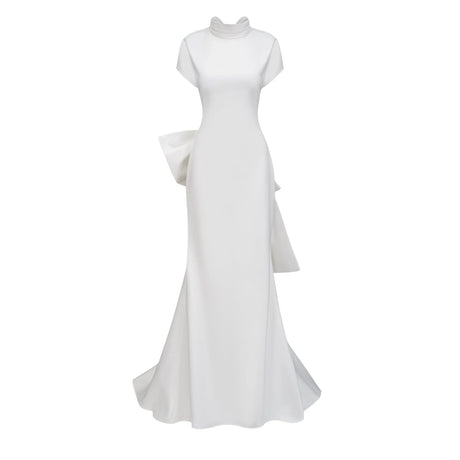 Camille White Statement Bow Mermaid Maxi Dress