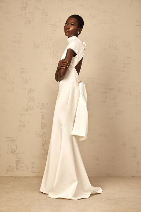 Camille White Statement Bow Mermaid Maxi Dress