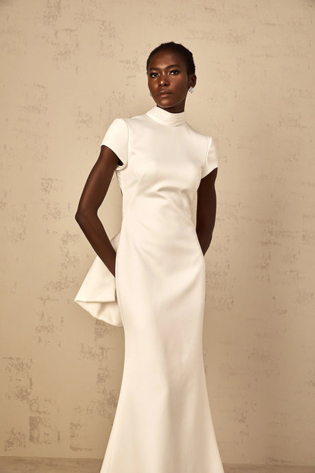Camille White Statement Bow Mermaid Maxi Dress