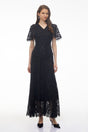 Carlota Black Sequin Floral Lace Maxi Dress