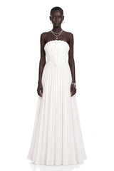 Carlotta White Shell Pleated Maxi Dress