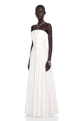 Carlotta White Shell Pleated Maxi Dress