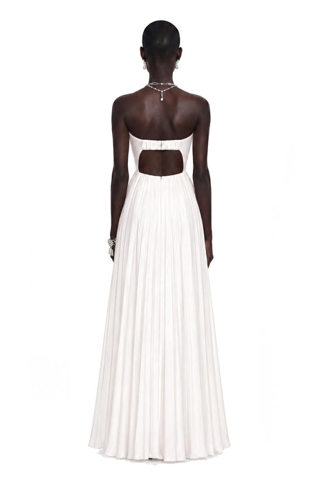 Carlotta White Shell Pleated Maxi Dress