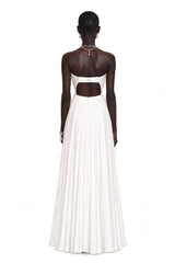 Carlotta White Shell Pleated Maxi Dress