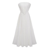 Carlotta White Shell Pleated Maxi Dress
