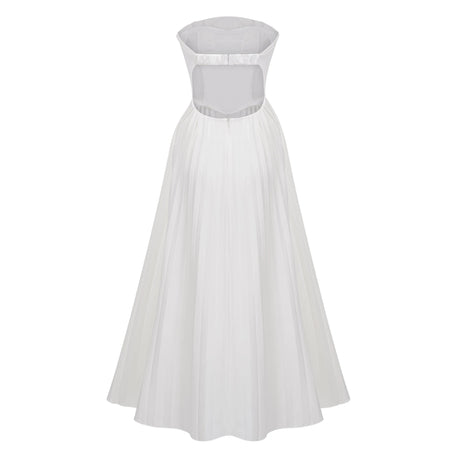 Carlotta White Shell Pleated Maxi Dress