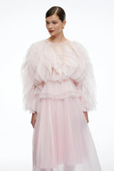 Carolyn Pink Long Sleeves Ruffled Maxi Dress