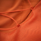 Carrie Orange Halterneck Flounced Maxi Dress
