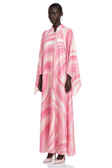Cassia Pink Printed Cape Sleeve Maxi Dress