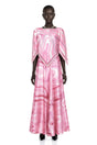 Cassia Pink Printed Cape Top  Maxi Skirt Set