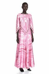 Cassia Pink Printed Cape Top  Maxi Skirt Set